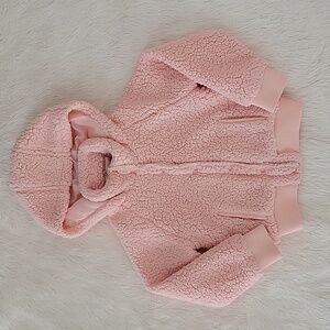 Jou Jou Pink Sherpa Hoodie Jacket, Snap Closure Girls Size Medium 10